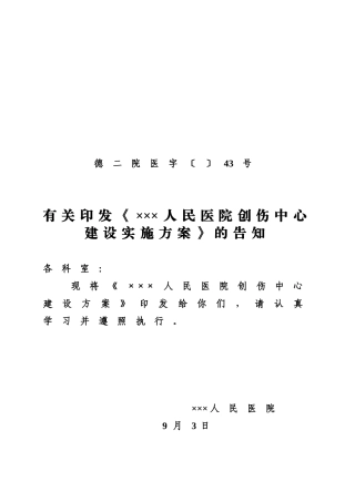 2025年创伤中心建设方案文件