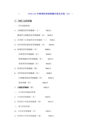 2025年年WHO中枢神经系统肿瘤分类