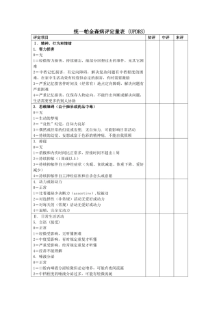 2025年帕金森病评定量表