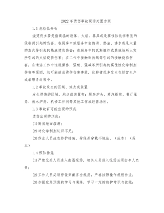 2022年烫伤事故现场处置方案