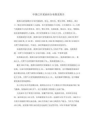 中国已开采油田分布图及简介
