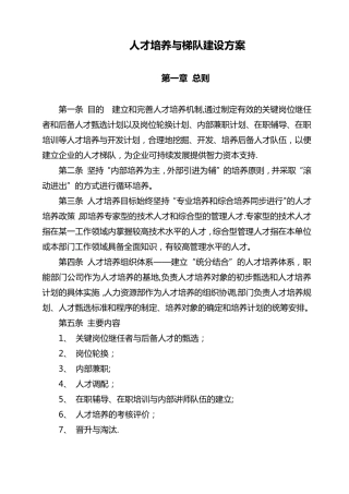 人才培养与梯队建设方案