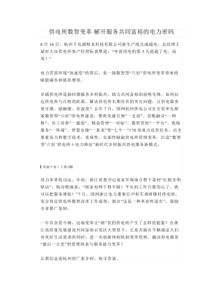 供电所数智变革解开服务共同富裕的电力密码