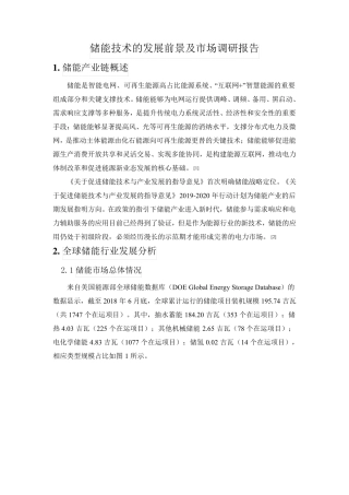 储能技术的发展前景及市场调研报告