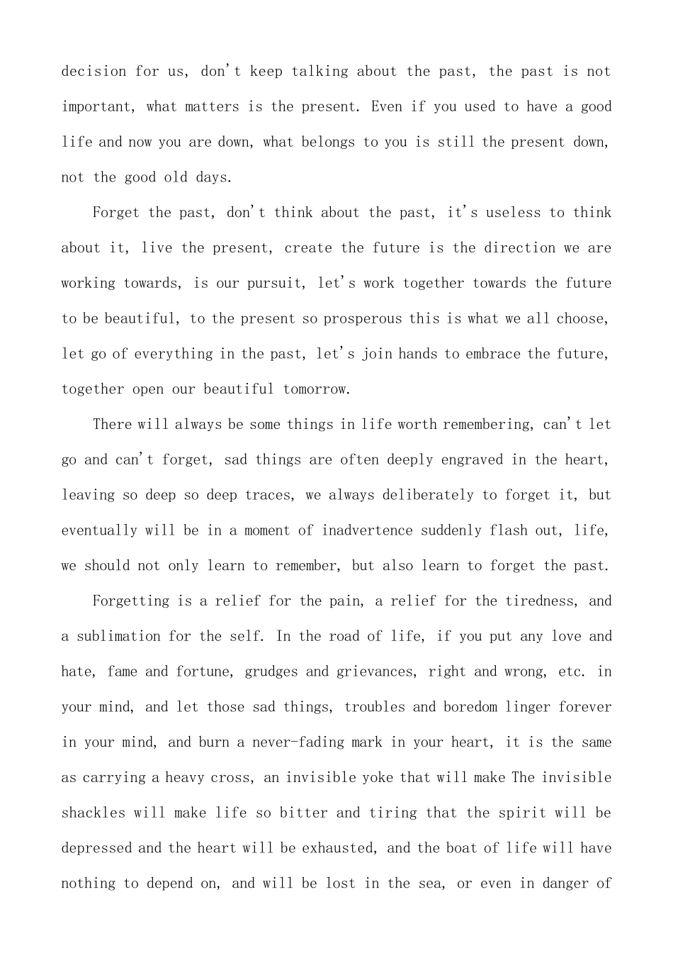 关于忘记过去重新开始的英语作文_第2页