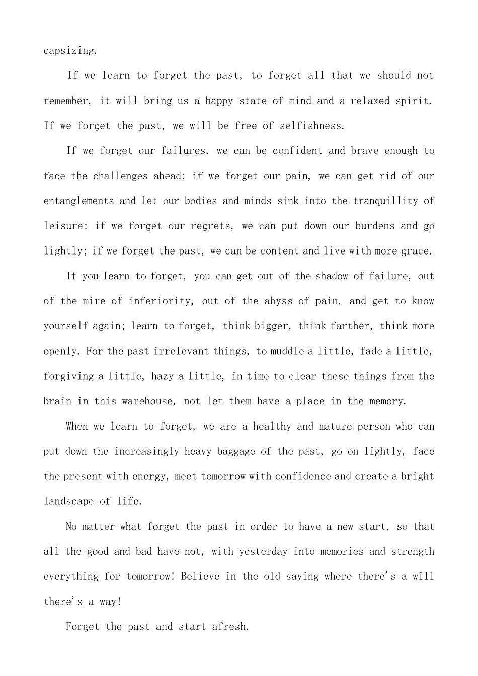 关于忘记过去重新开始的英语作文_第3页