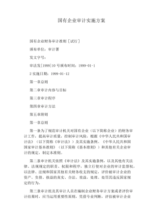 国有企业审计实施方案