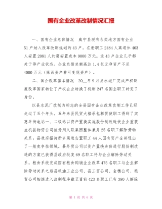 国有企业改革改制情况汇报