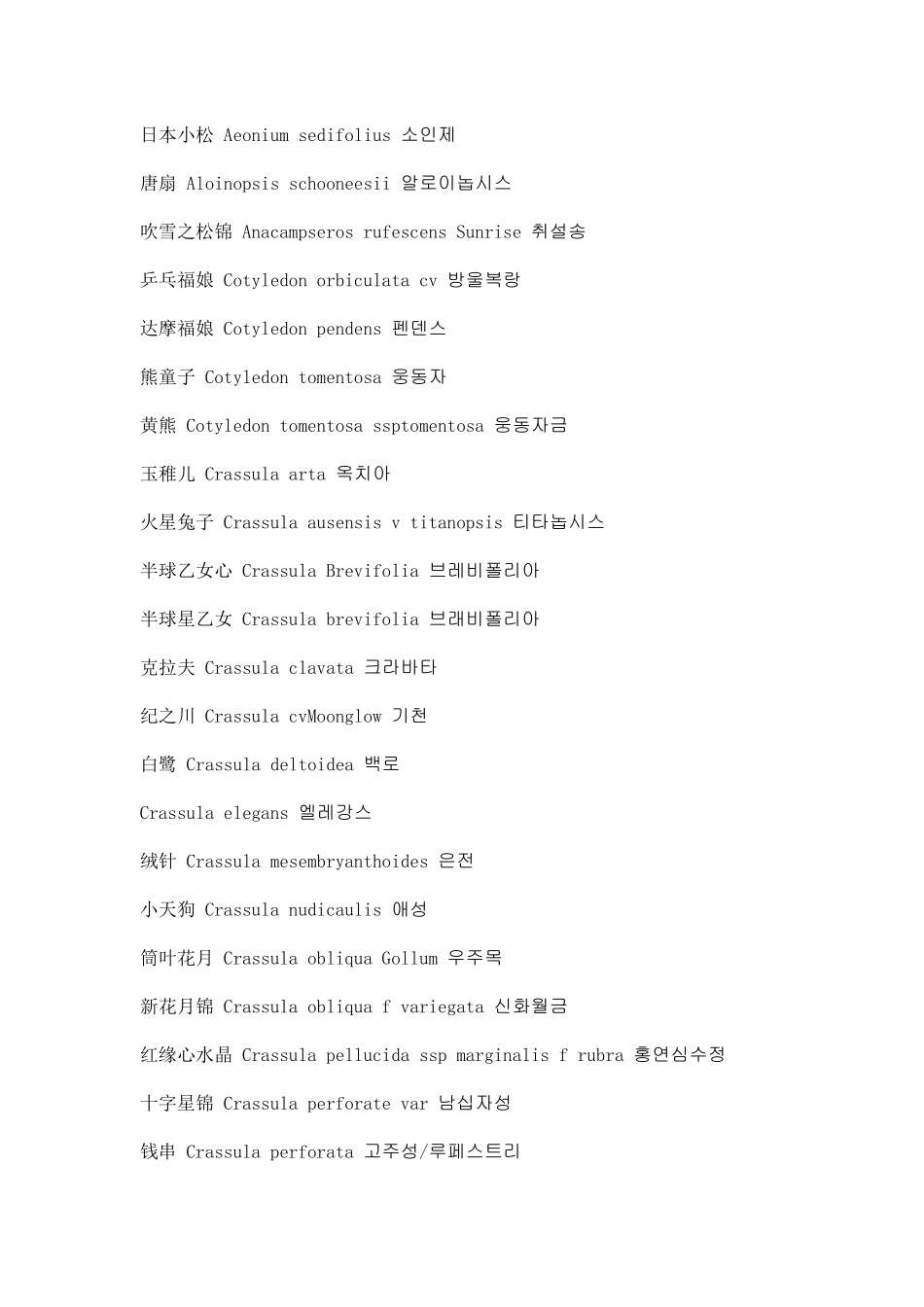 多肉植物名字中文拉丁文韩文对照表_第2页