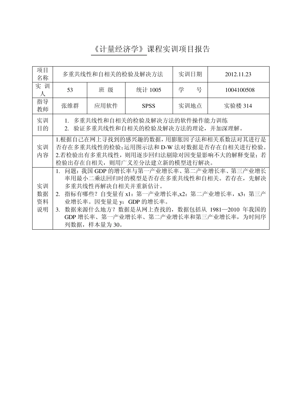 多重共线性和自相关的检验和解决_第1页