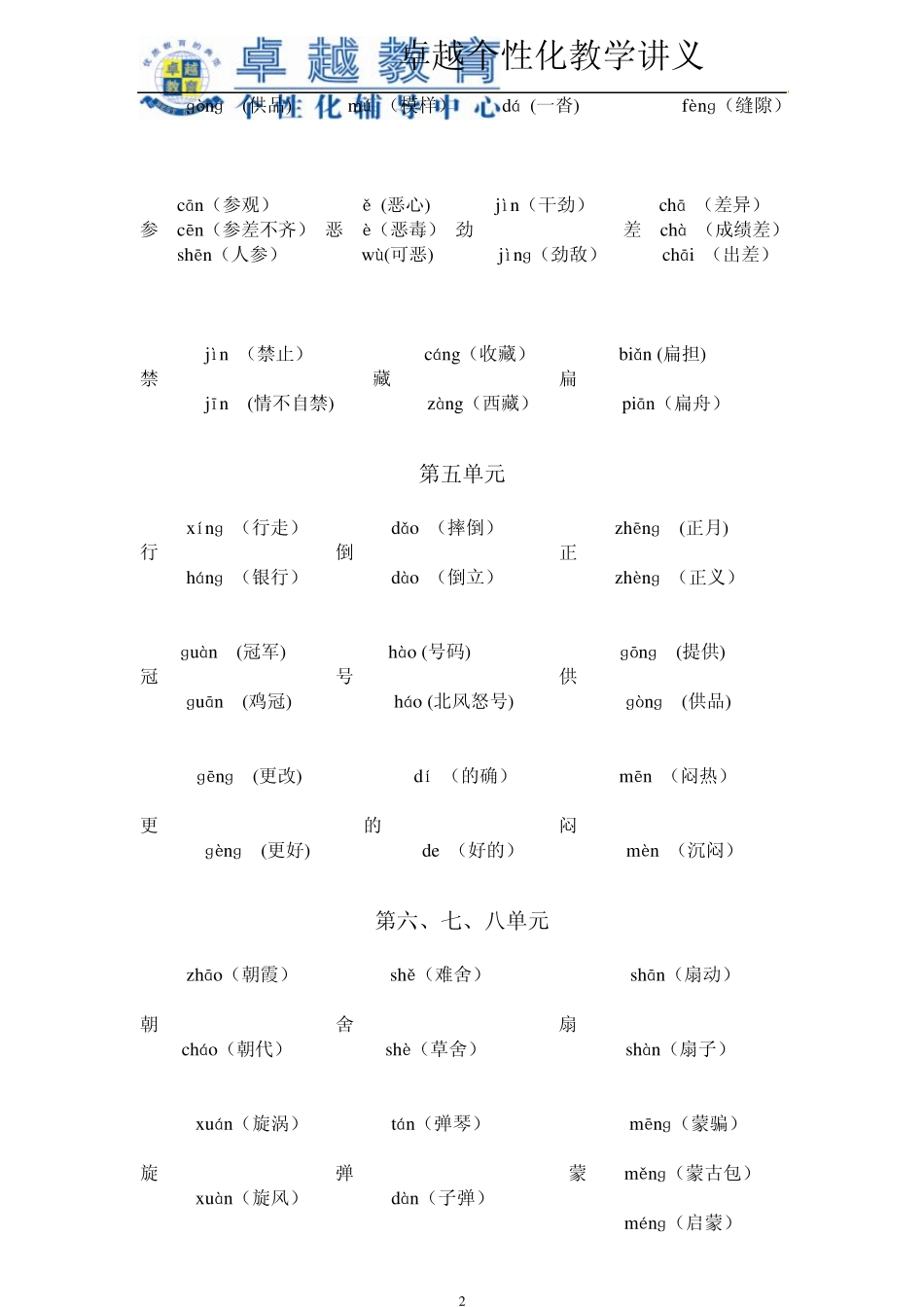 多音字、同音字、形近字板块_第2页