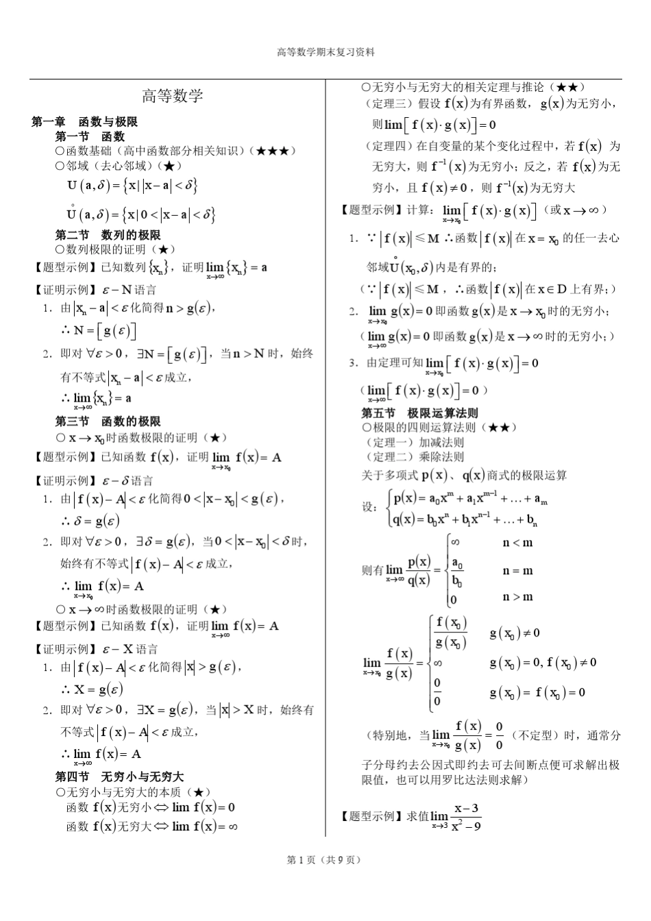 大一高数复习资料[资料]_第1页
