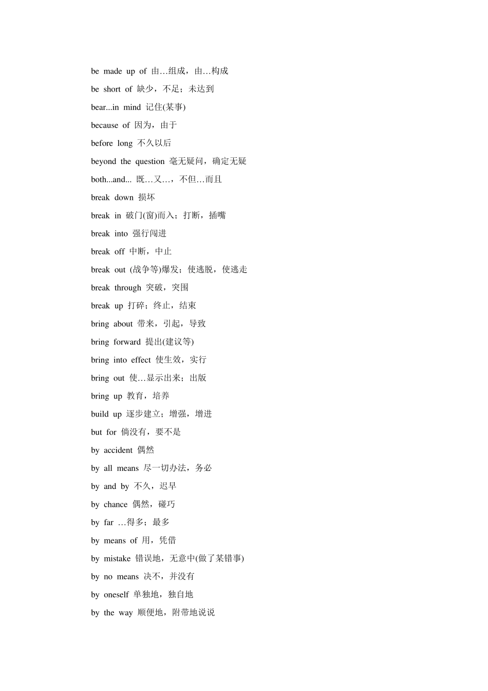 大专英语(三级)备考必背短语_第3页