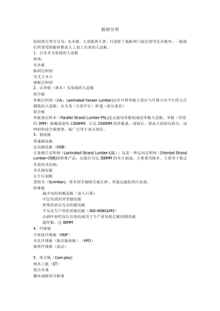 大亚板材知识及其他材料对比
