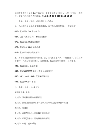 大众备件号编码规则