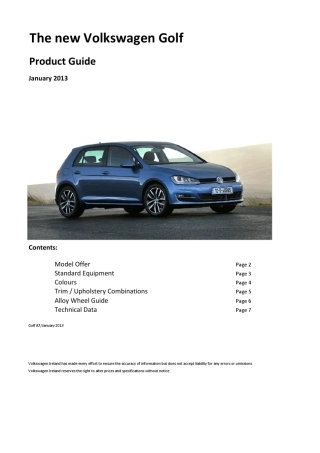 大众官方高尔夫7产品目录Golf7