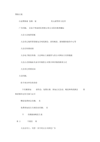 大会赞助方案文档