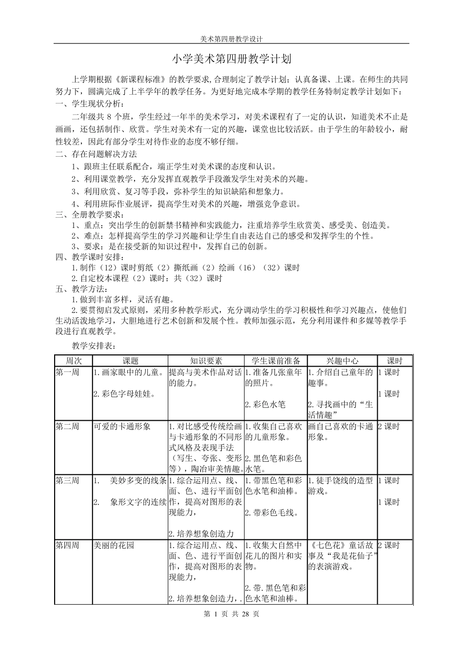 岭南版二年级下册美术全册教案(表格式)_第1页