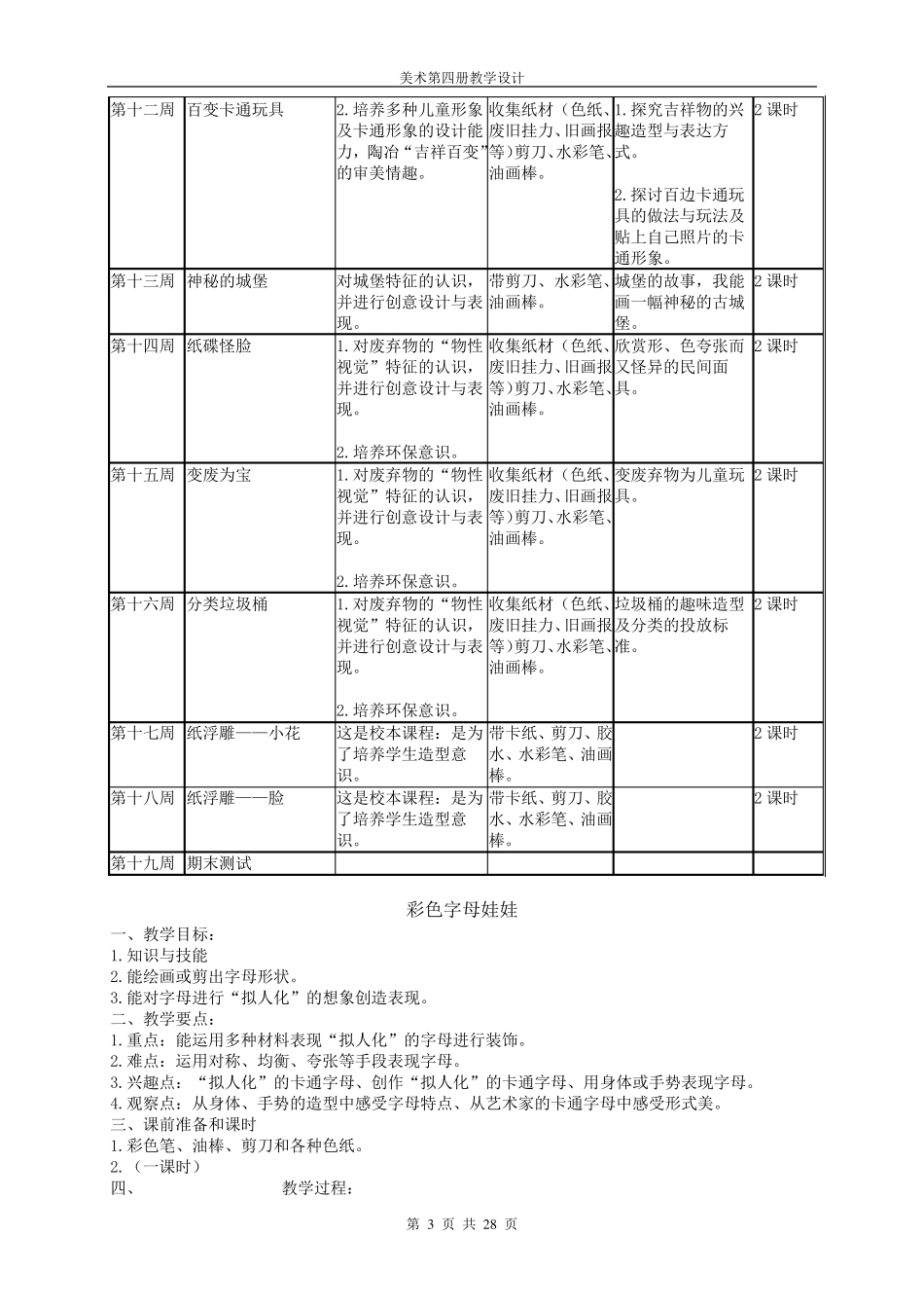 岭南版二年级下册美术全册教案(表格式)_第3页