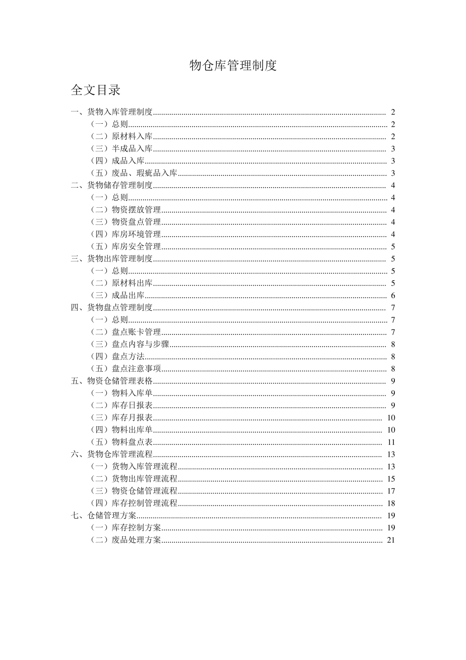 工厂仓库管理制度,仓库工作流程与表格,盘点与库存控制_第1页