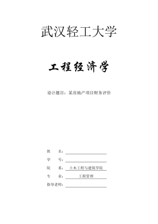 工程经济学课程设计