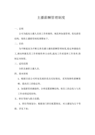 带货直播主播薪资管理体系