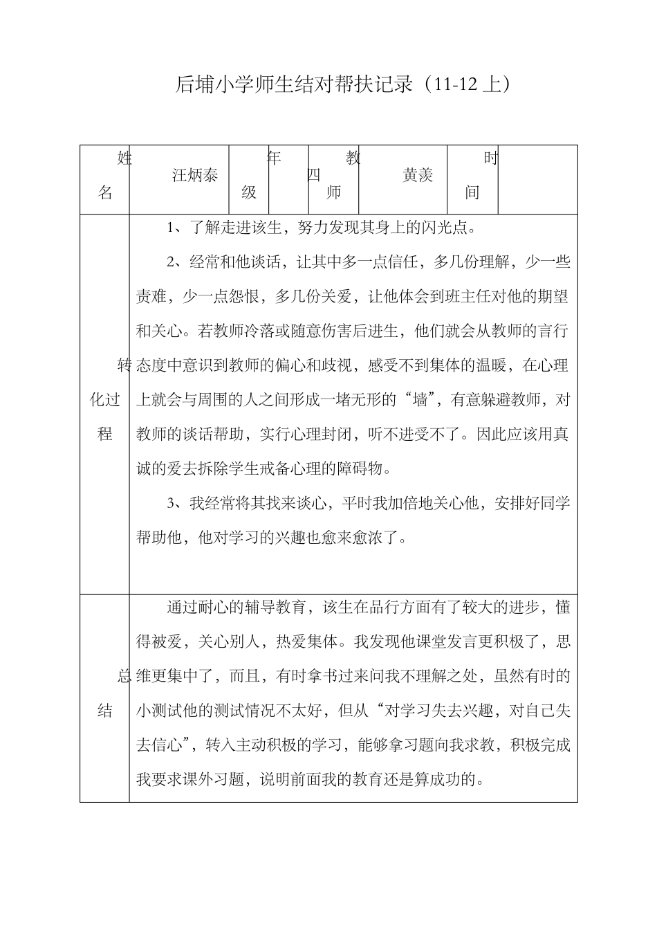 帮扶结对记录表_第1页