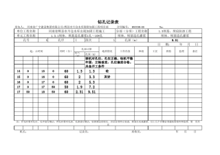 帷幕灌浆孔原始记录表