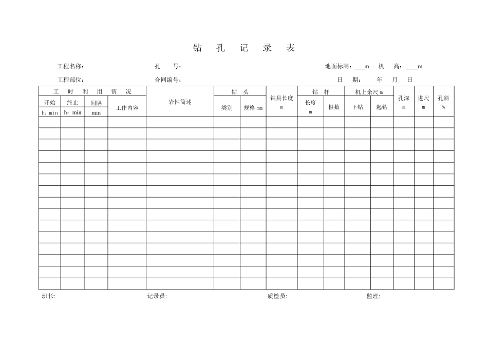 帷幕灌浆施工记录表_第1页