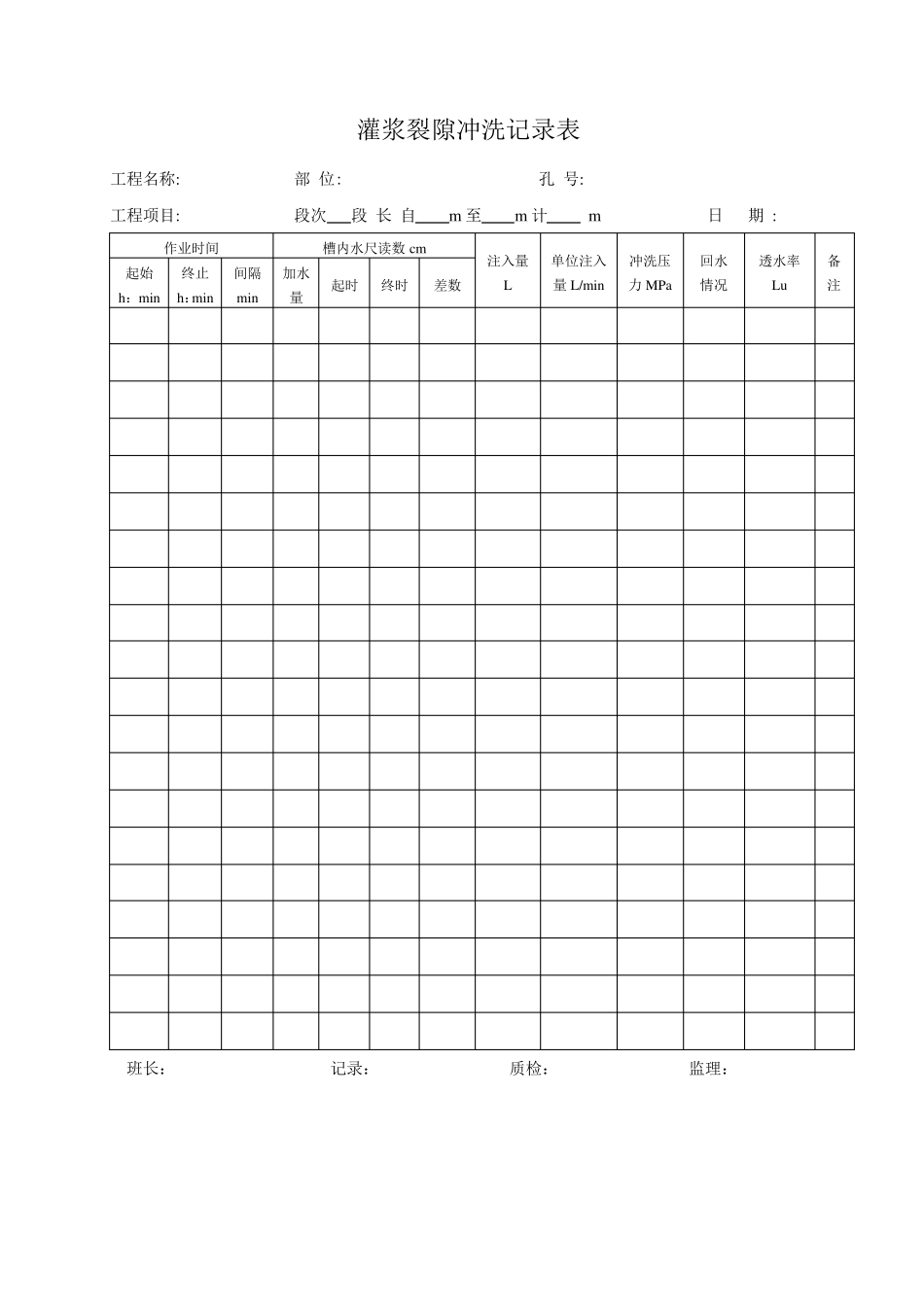 帷幕灌浆施工记录表_第2页