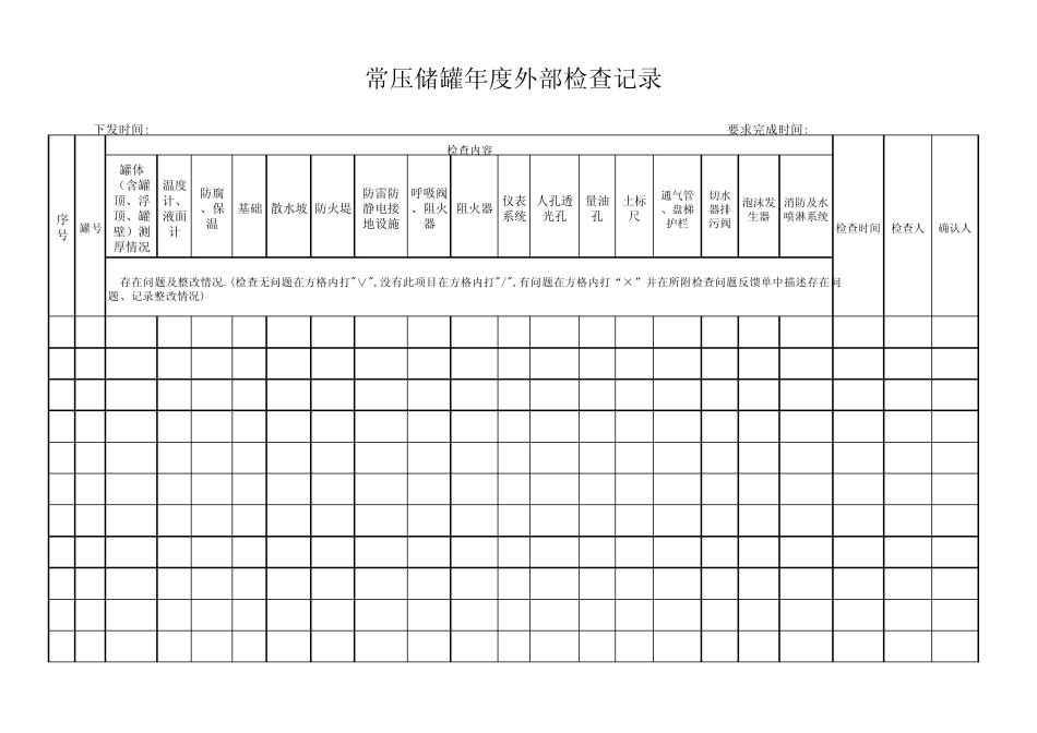 常压储罐年度外部检查表(每年一次)_第1页