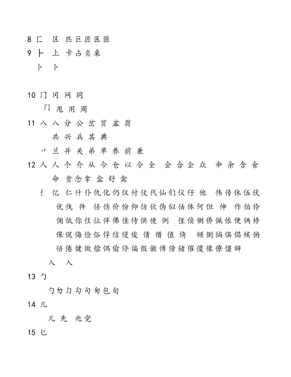 常用2500字(部首分类笔画排序)_第2页