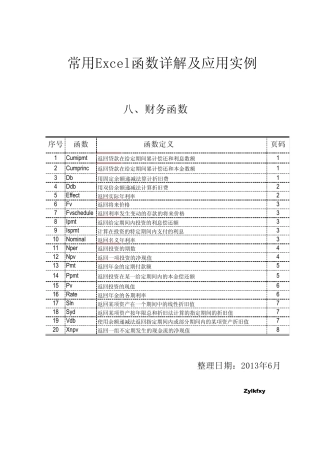 常用EXCEL函数详解及应用实例(分类汇总版7)——财务函数