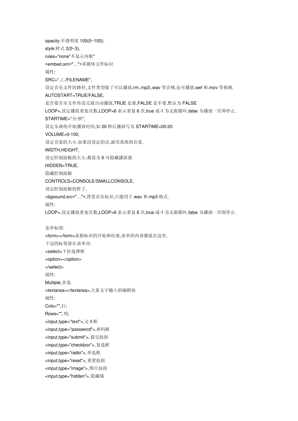常用HTML、CSS标签属性_第3页