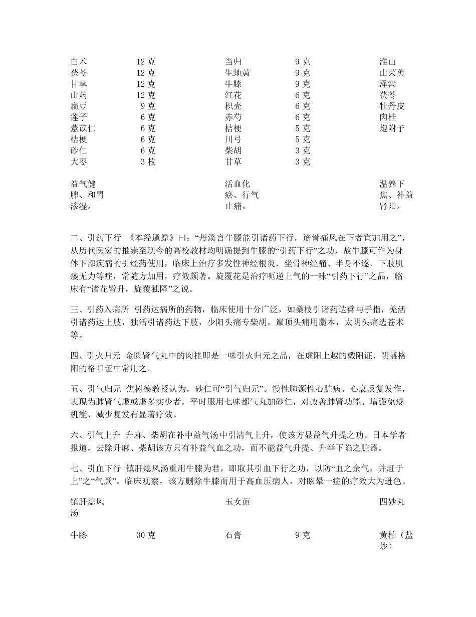 常用中药分类简表与引经归经指南_第3页