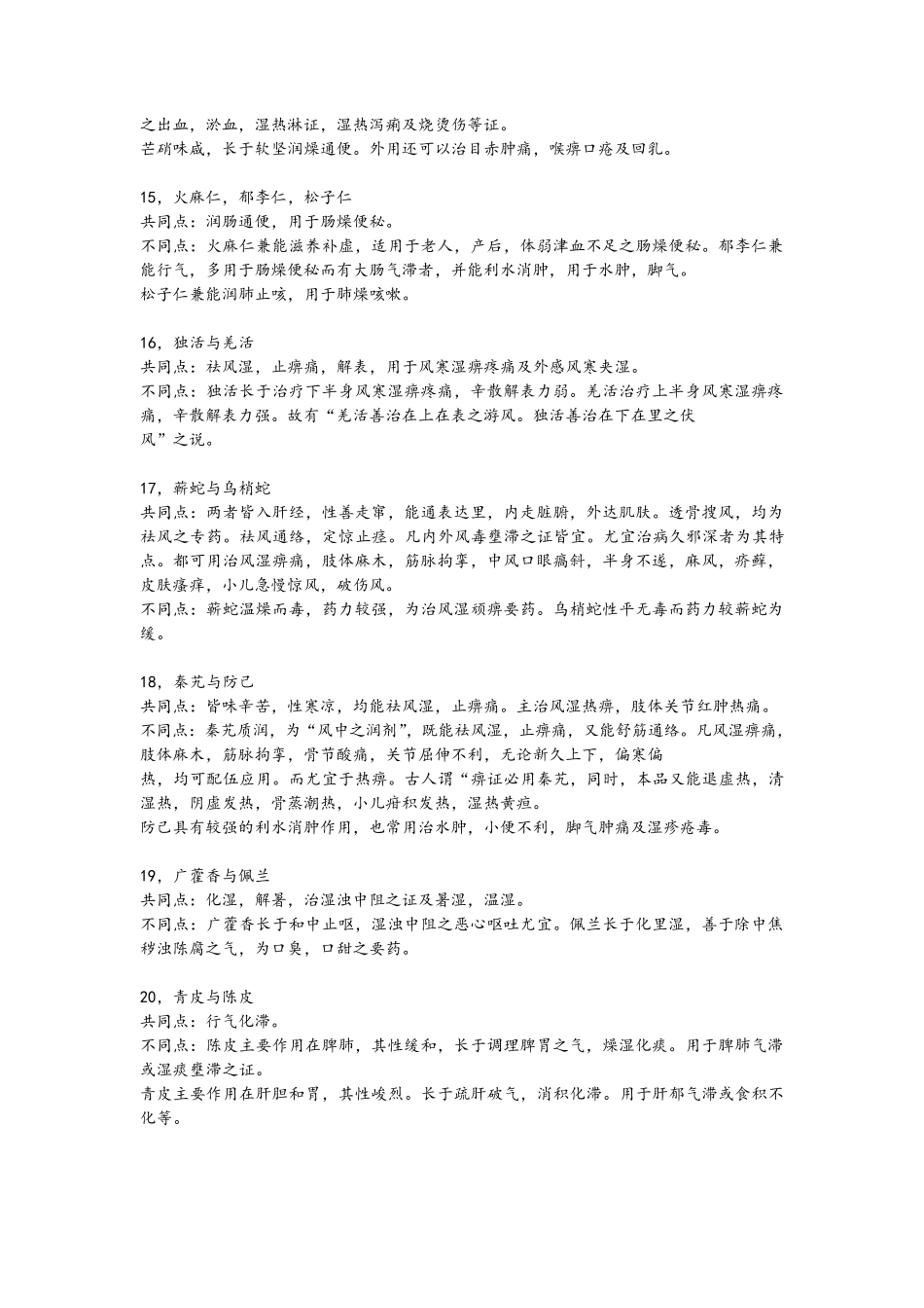 常用中药功效比较_第3页