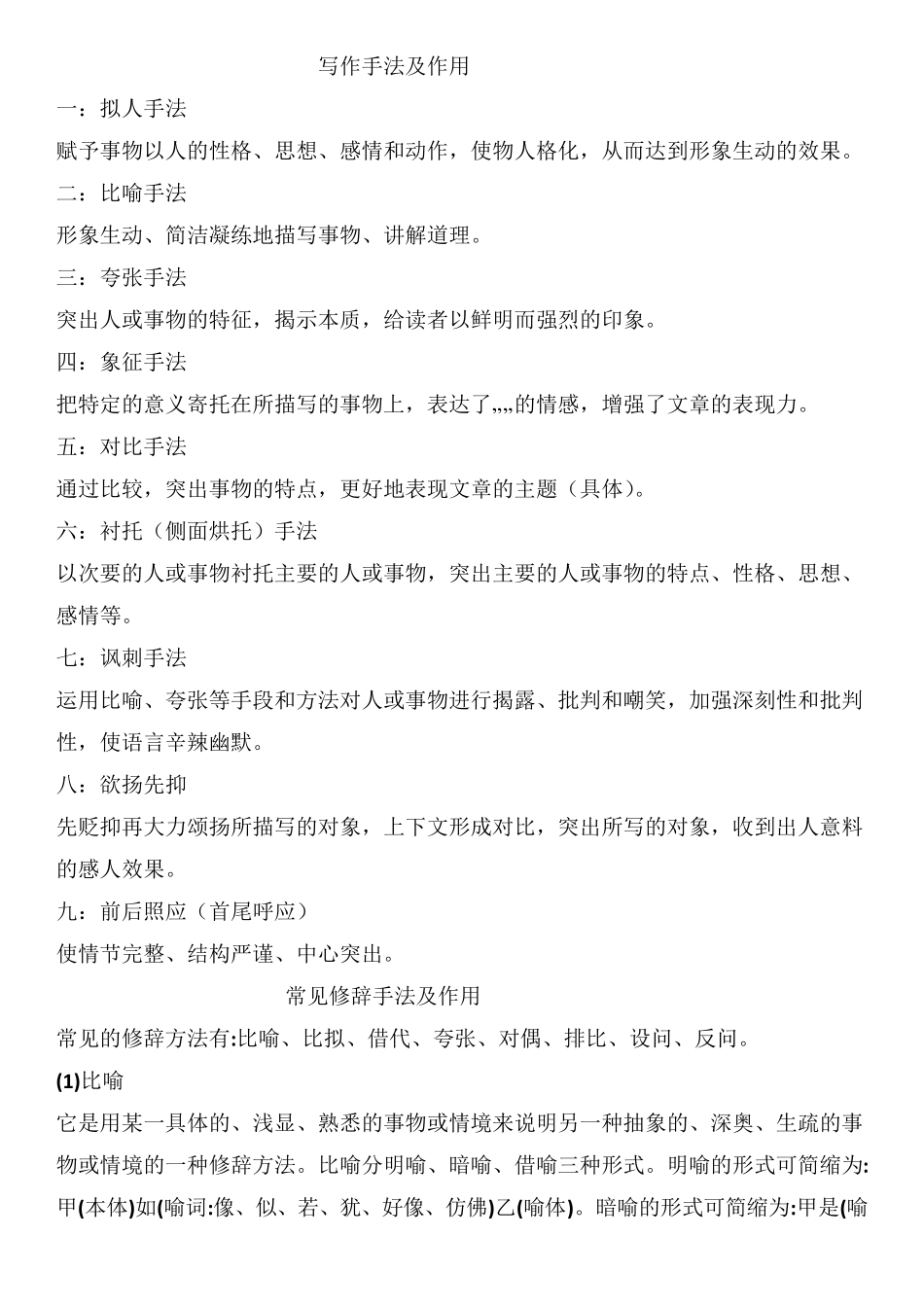 常用修辞方法和写作手法_第1页