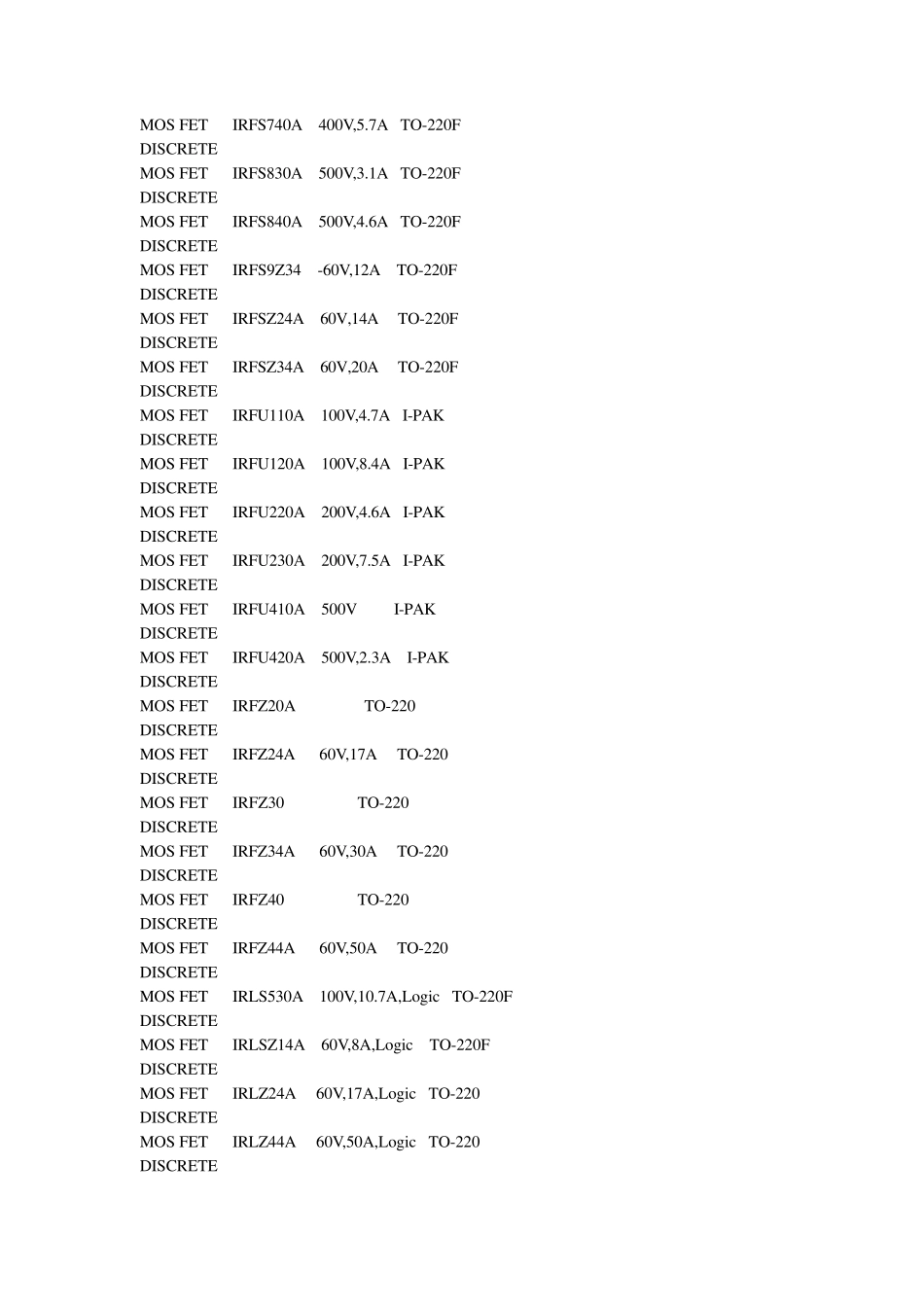 常用全系列场效应管MOS管型号参数封装资料_第3页