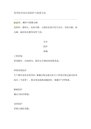 常用化学品应急防护与处置方法