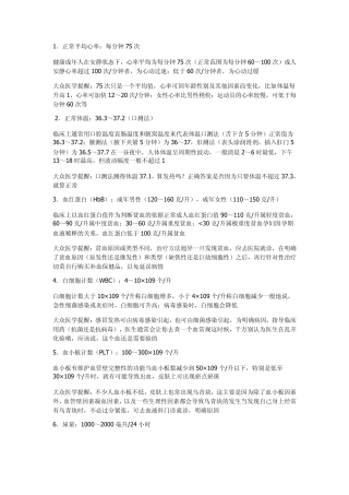 常用医学数据第一次传