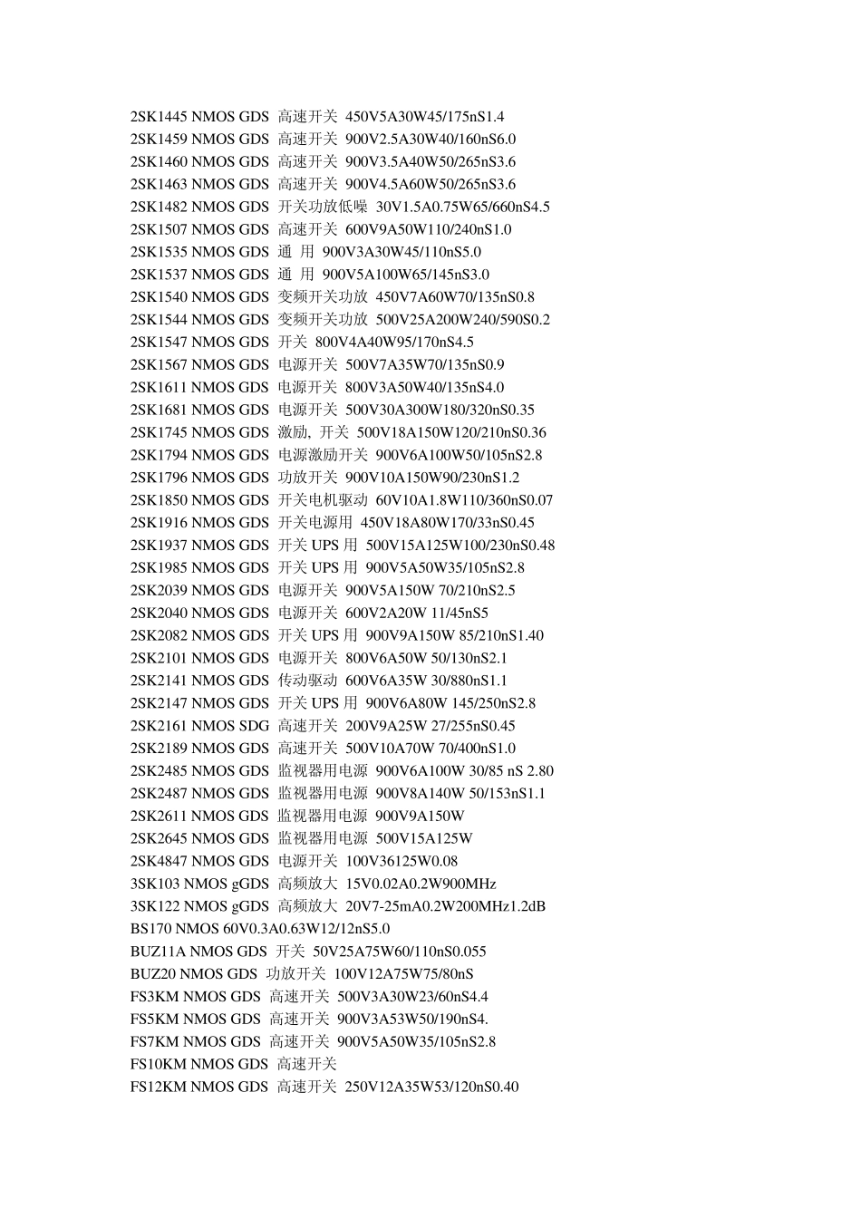 常用场效应管参数大全_第3页