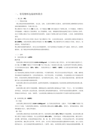 常用塑料包装材料简介