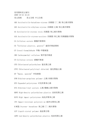 常用塑料和橡胶英文简写