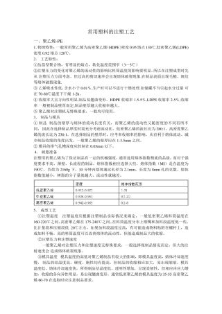 常用塑料的注塑工艺