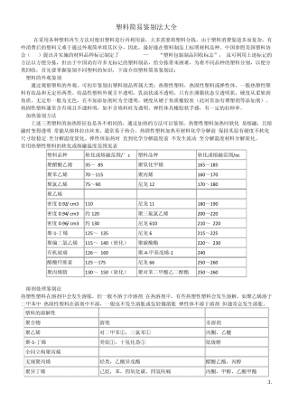 常用塑料简易鉴别法大全