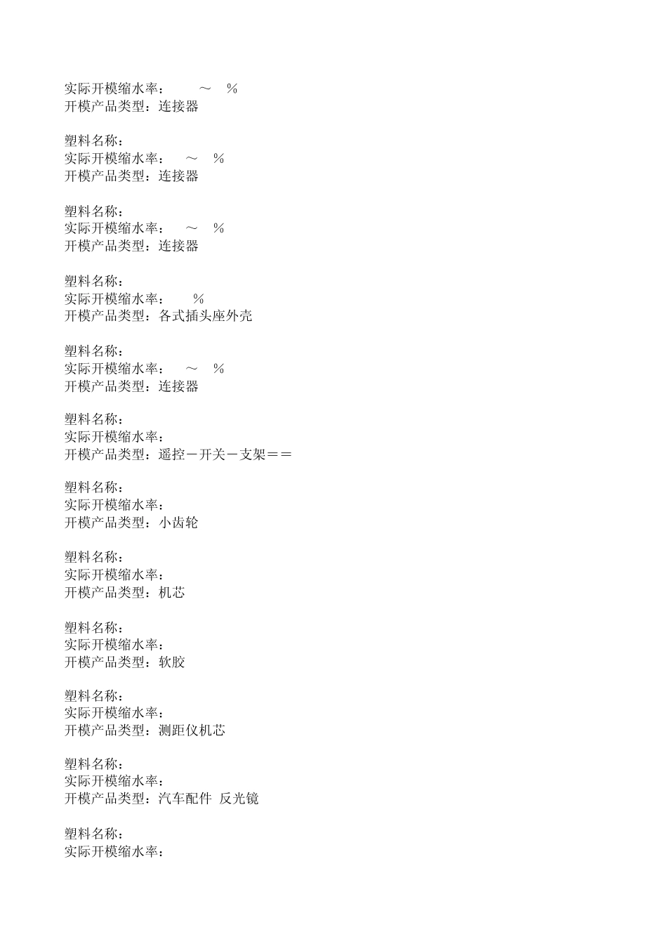 常用塑胶缩水率_第2页
