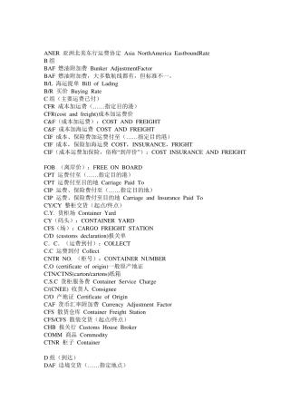 常用外贸术语大全,外贸人的必备