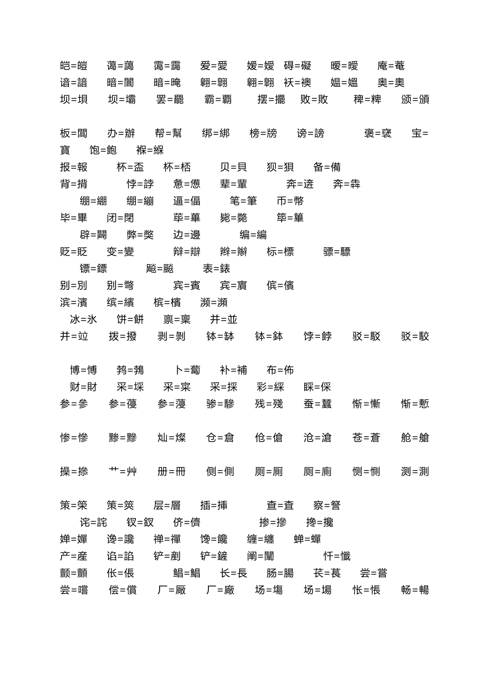 常用字繁简对照表_第1页