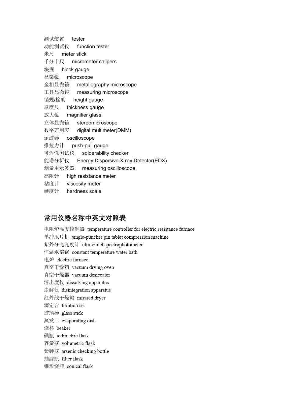 常用实验仪器名称中英文对照表_第3页