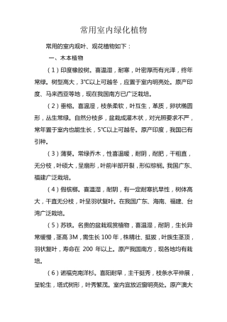 常用室内绿化植物